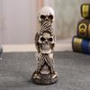 19CM Skull Statue,See No Evil Hear No Evil Speak No Evil Stacked Skull Figurine Tower Gothic Tabletop Decor for Halloween