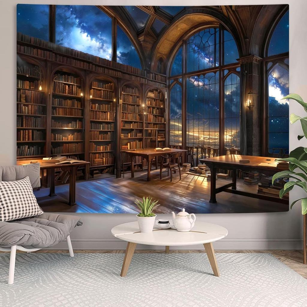 Винтажный Фэнтези Сказочный Домик на Дереве Книги Спальня Гостиная Общежитие Класс Напечатанный Гобелен Гостиная Спальня Дом Де