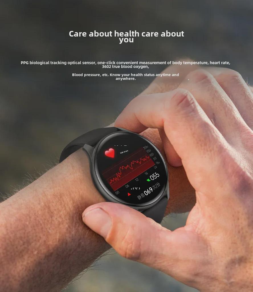 Temu Смарт-часы ZW60: Пульсометр, монитор здоровья, Bluetooth-вызов, круглый экран, женский фитнес-браслет