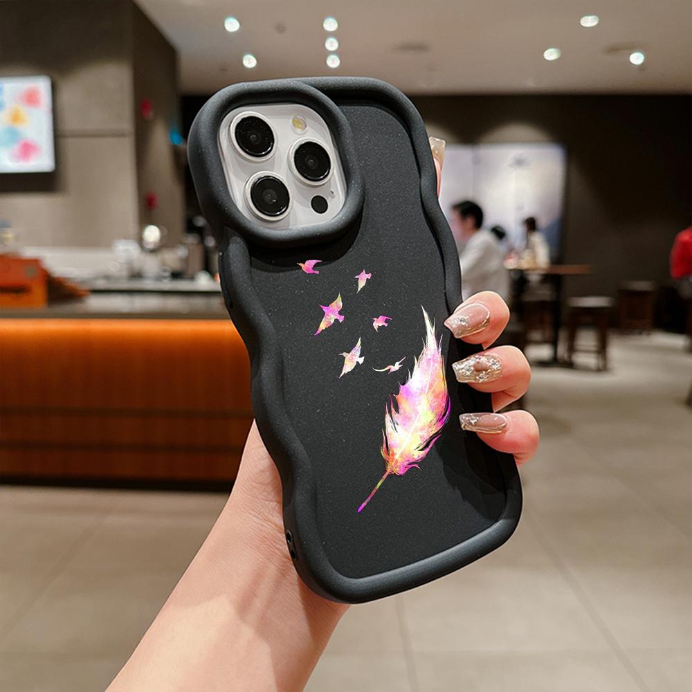 Чехлы для телефонов N76 Butterfly Macaron Wavy Edge для iPhone 16 Pro Max Samsung S24 Plus S23 Ultra A35 A54 A55 Xiaomi Redmi Note 13, противоударный чехол