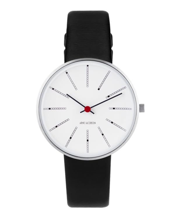ARNE JACOBSEN Watch 34mm Scandinavian Design Daily Life Waterproof Design Without Second BANKERS White Black Leather (Quiet Hand) 53101-1601