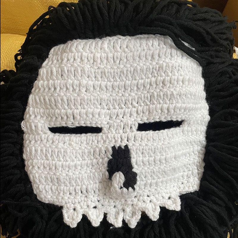 Knit Balaclava Face Mask Funny Ski Mask Stretchy Winter Warm Headcover Horror Skull Beanie Hat for Halloween Party Props