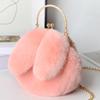 Plush Rabbit Bag Women Cute Handheld Plush Bag Autumn Winter Girls Chain Crossbody Bags Rabbit Ear Clip Bag