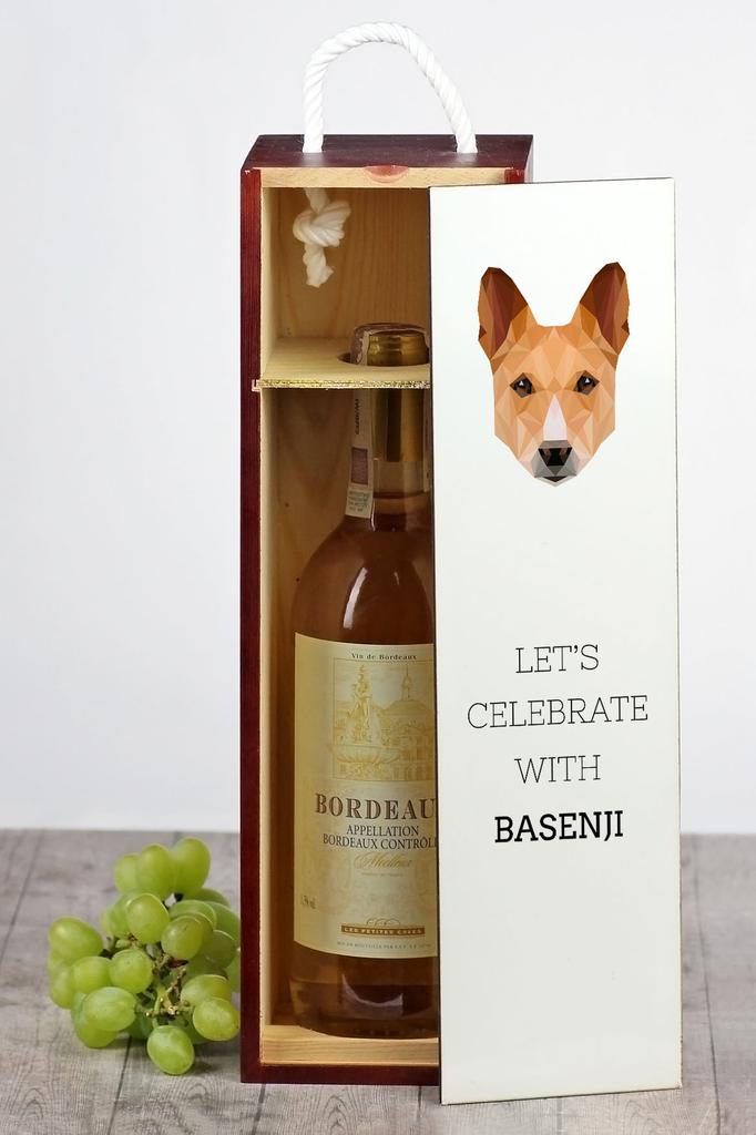 Basenji, Basendżi, Congo Dog - Geometryczne Pudełko Ze Zdjęciem I Napisem Na Wino Marki Art-Dog
