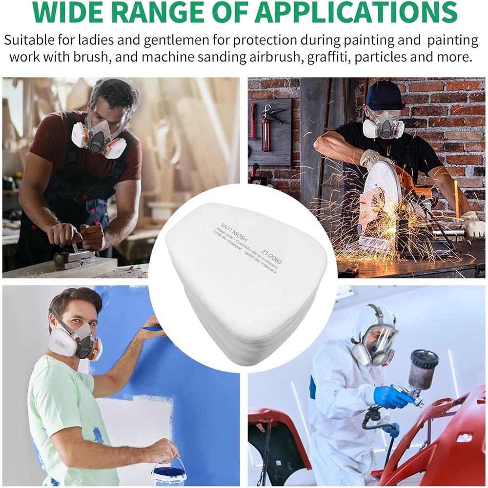 50 штук фильтрующего хлопка для респиратора, сменный противопылевой фильтрующий хлопок 5N11, подходит для газовых респираторов 6000, 6100, 6200, 6800, 7501, 7502