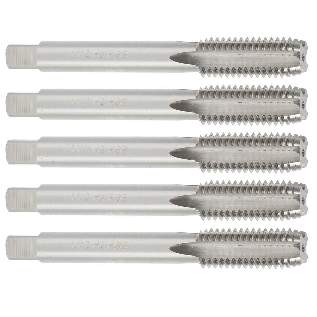 5pcs Professional High Speed Steel Screw Tap Straight Flute Thread Taps Set Accessory M12