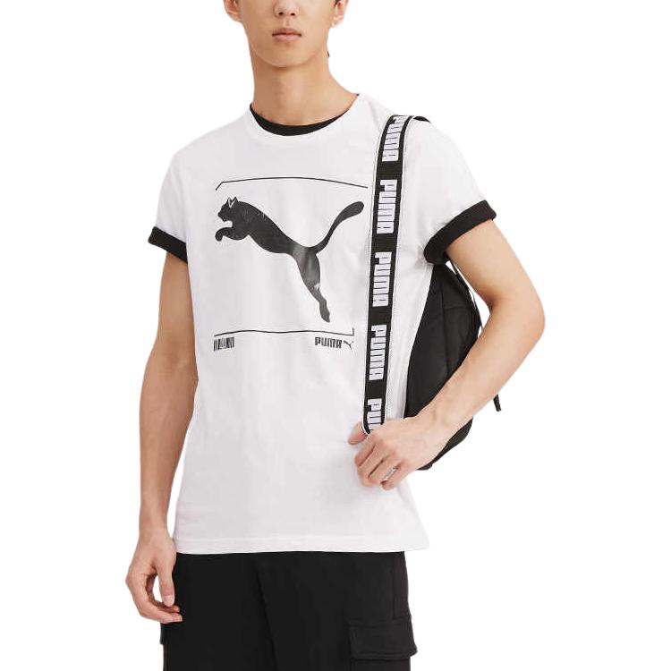 Puma Nu-Tility большой логотип печатный спортивный короткий рукав футболка мужские топы белый 845997-02