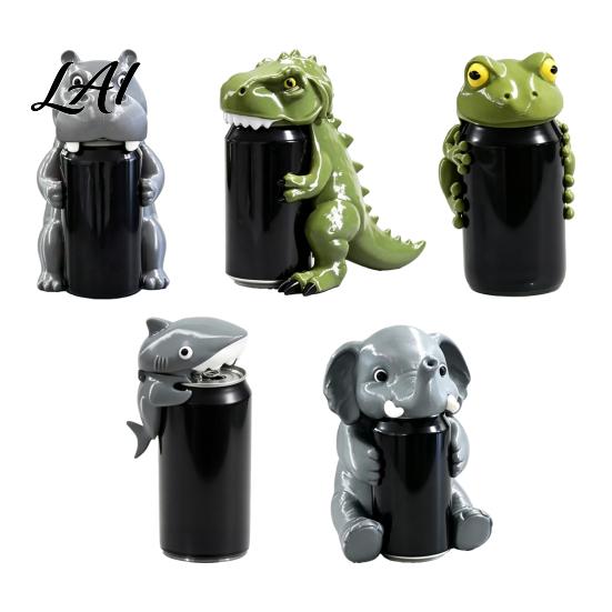 Shark Can Topper Dinosaur Cover Cute Animal Soda Holder for 375ml Cans T-Rex Drink Plastic Stand Desk Fun Party Home Bar Decor Gift Protector