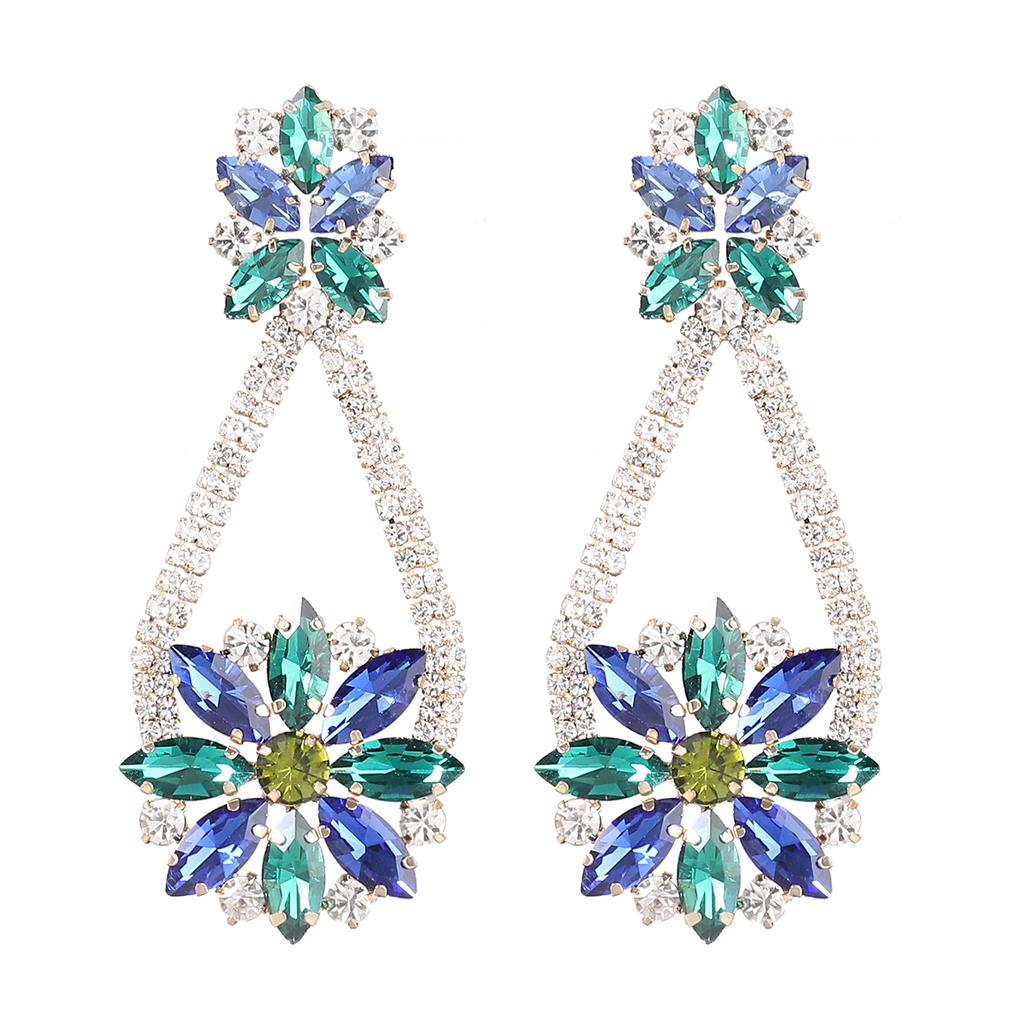 Новые женские серьги в форме цветка со стразами, модные роскошные ювелирные аксессуары для ужина и свадьбы