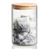 ComSaf 950ml Clear Glass Coffee Canister with Bamboo Lid, Airtight Storage Container for Coffee Beans, Flour, Barley Tea, and Nuts, Round, 1-Piece