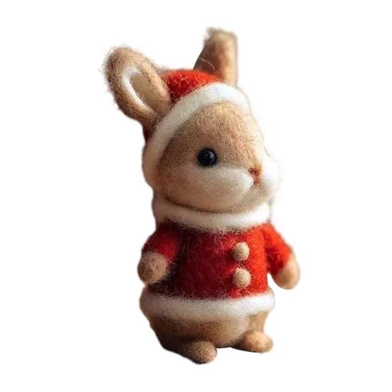 Yousheng Handcrafted Felt Christmas Mouse Figurine Santa Hat Mice Ornament Simulation Rat Statue Animal Sculpture Home Office Desktop Decoration