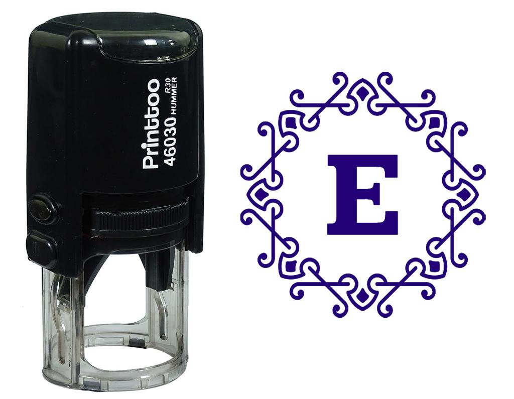 Printtoo Alphabet E Monogram Octagon Celtic Swirl Frame Self Inking Rubber Stamp Office