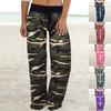 Fashion Womens Comfy Stretch Print Drawstring Wide Leg Pants