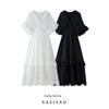 Kaslead New Arrival Women's Clothing Fashion Style Fashion Minimalist Elegant V Neck Two Colors Ruffles Dress