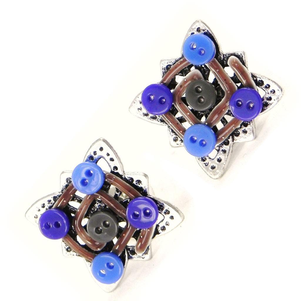 NOA [H8801] - Дизайнерские серьги "Бабушка" синие.