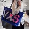 Letter Tote Women Shoulder Bags Trendy Waterproof Tote Beach Bag Large Capacity Female Travel Shopping Bags