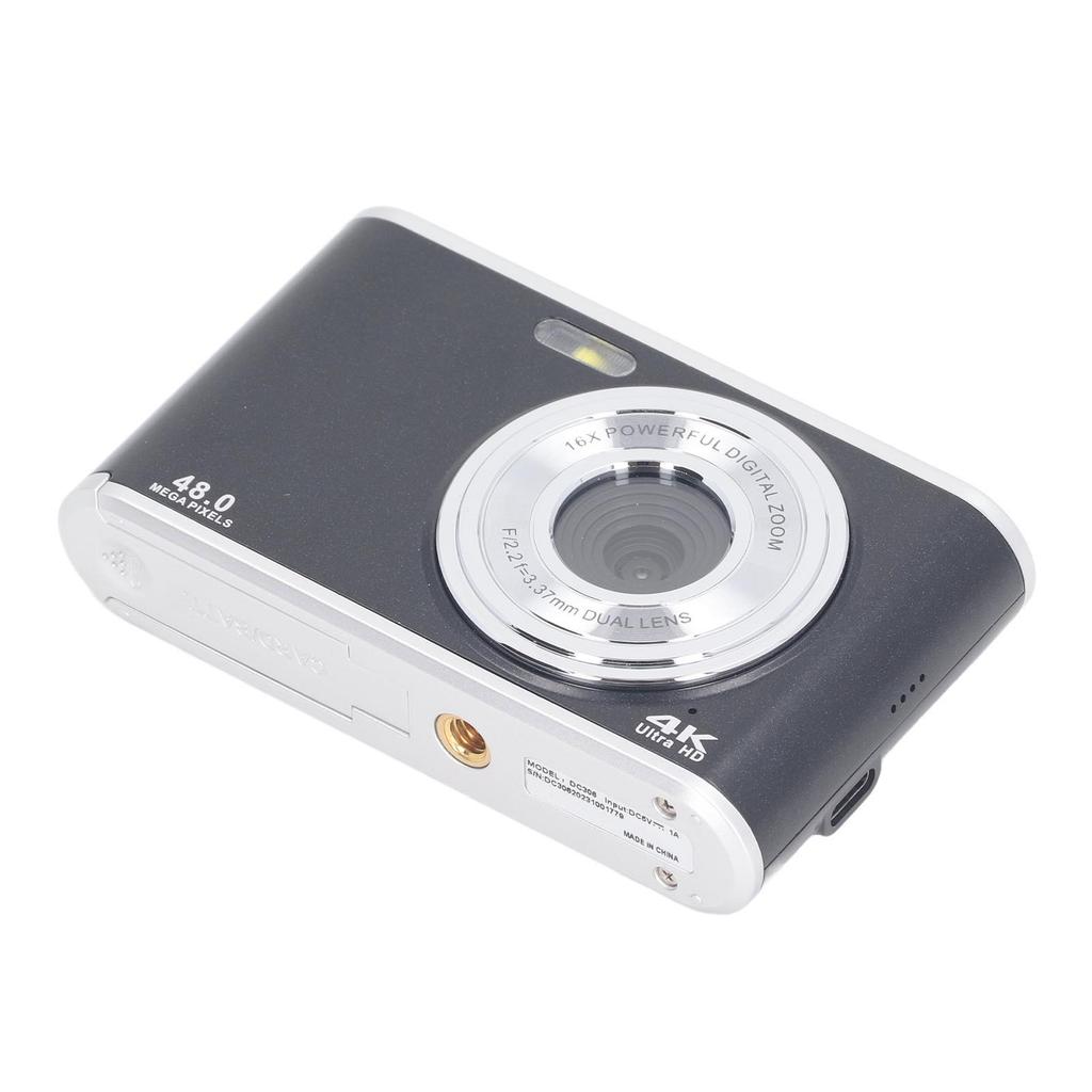 Pocket Camera 48MP 4K Ultra HD Dual Lens 16x Zoom Autofocus Anti Shake 2.4 Inch IPS Display Screen Compact Digital