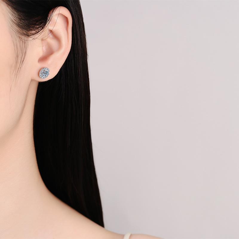 Высококачественные серьги из серебра 925 пробы с муассанитом в один карат, модные, простые, нишевые, роскошные серьги