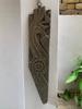 Distressed Antique Indian Wooden Wall Plaque: Carved Floral Panel