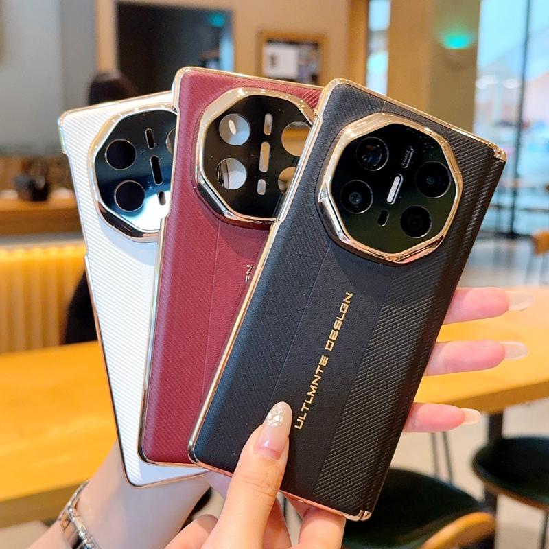 Для Huawei Mate X6 X5 X3 Складной чехол для телефона с двойной центральной осью, гальваническим покрытием, текстурированный, ударопрочный и устойчивый к отпечаткам пальцев