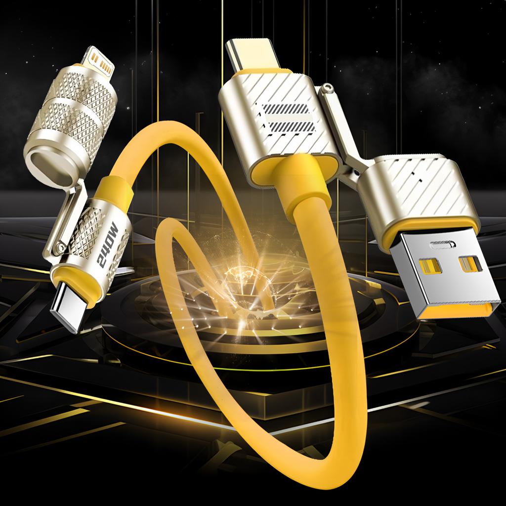 240W 4-in-1 Fast Charging Data Cable Type-C To Type-C Zinc Alloy Cable For iPhone15/16p Samsung Huawei Xiaomi Oppo Iphone