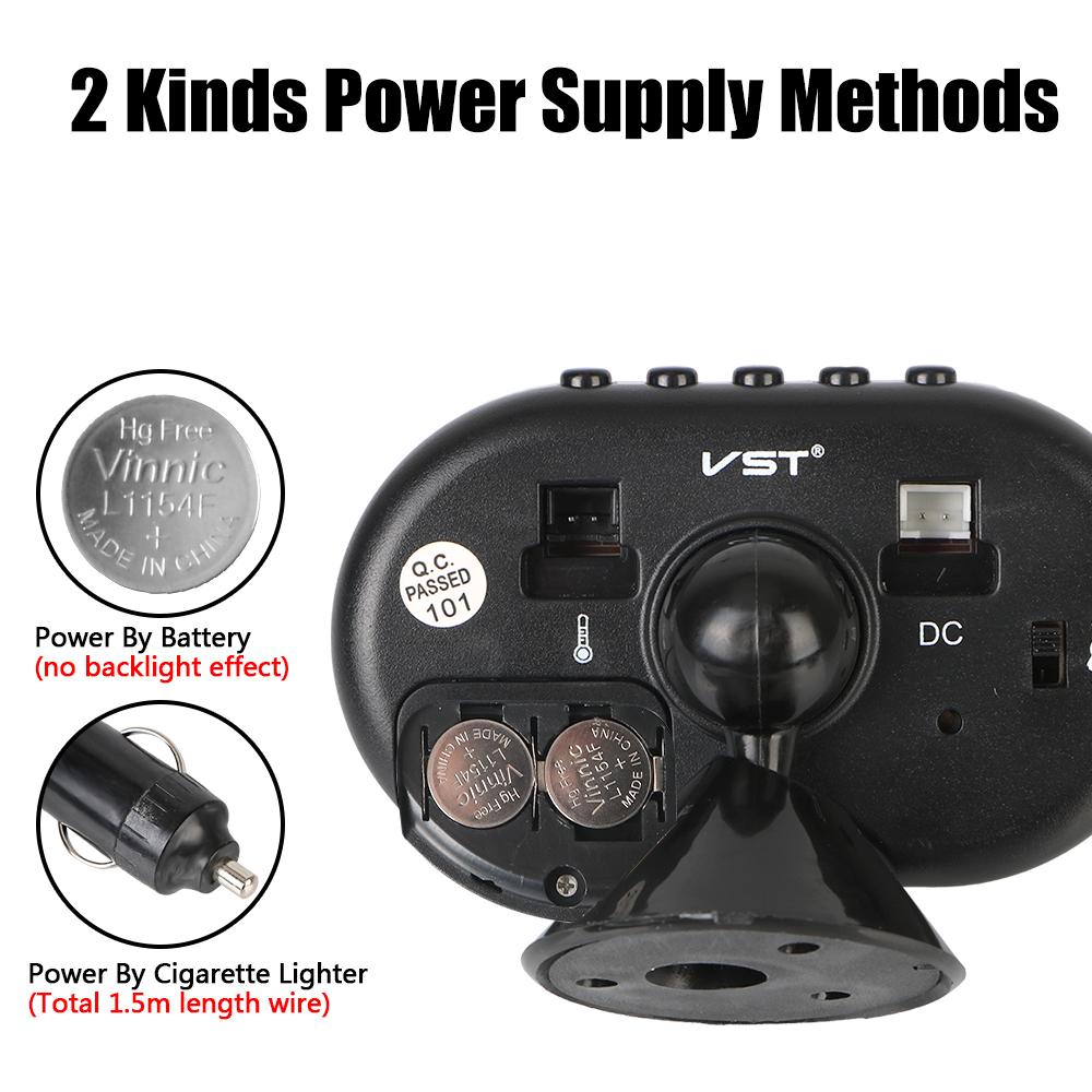 LCD Digital Noctilucous Clock Car Electronic 3 In 1 Car Voltmeter Thermometer 12V/24V Freeze Alert Backlight