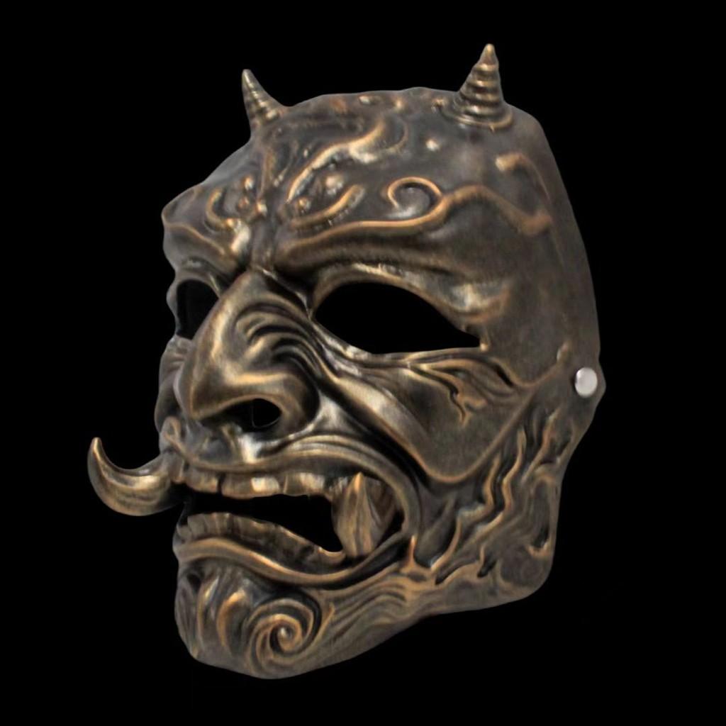 Japanese Hannya Resin Mask With Ancient Silver Finish For Christmas And Halloween