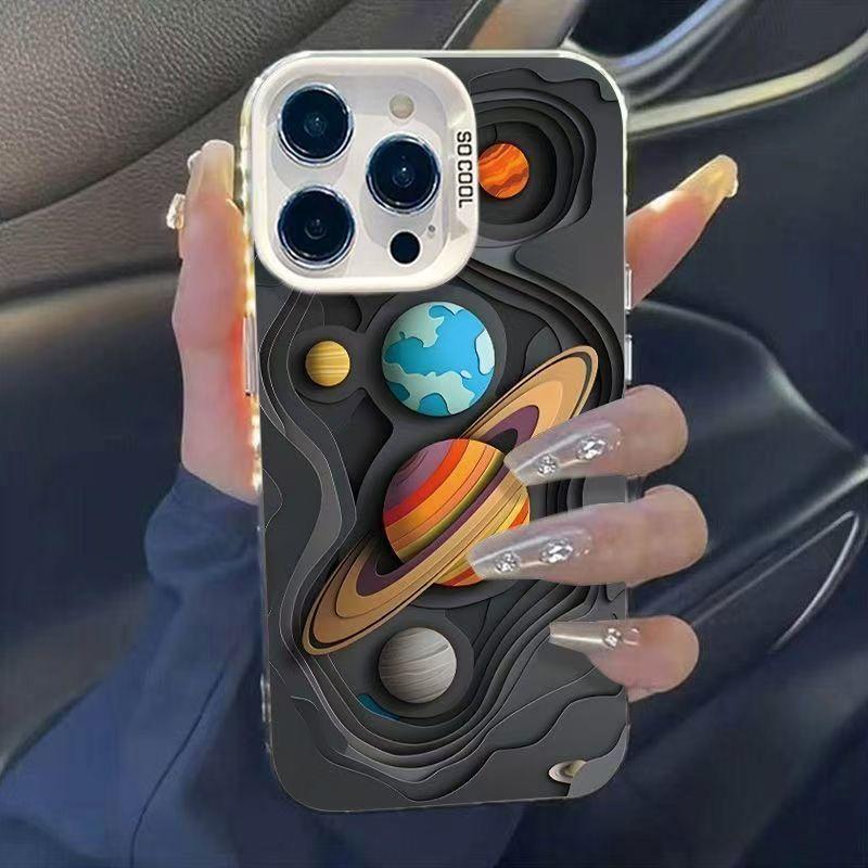 Planet Space Phone Case for iPhone 17 Air 16 15 14 11 Pro 13 12 Mini Xs 8 7 Matte Laser Bumper Shockproof Coque Cover