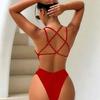 European and American Sexy Hollow Halter Beautiful Back One-piece Swimsuit Sexy Bikini