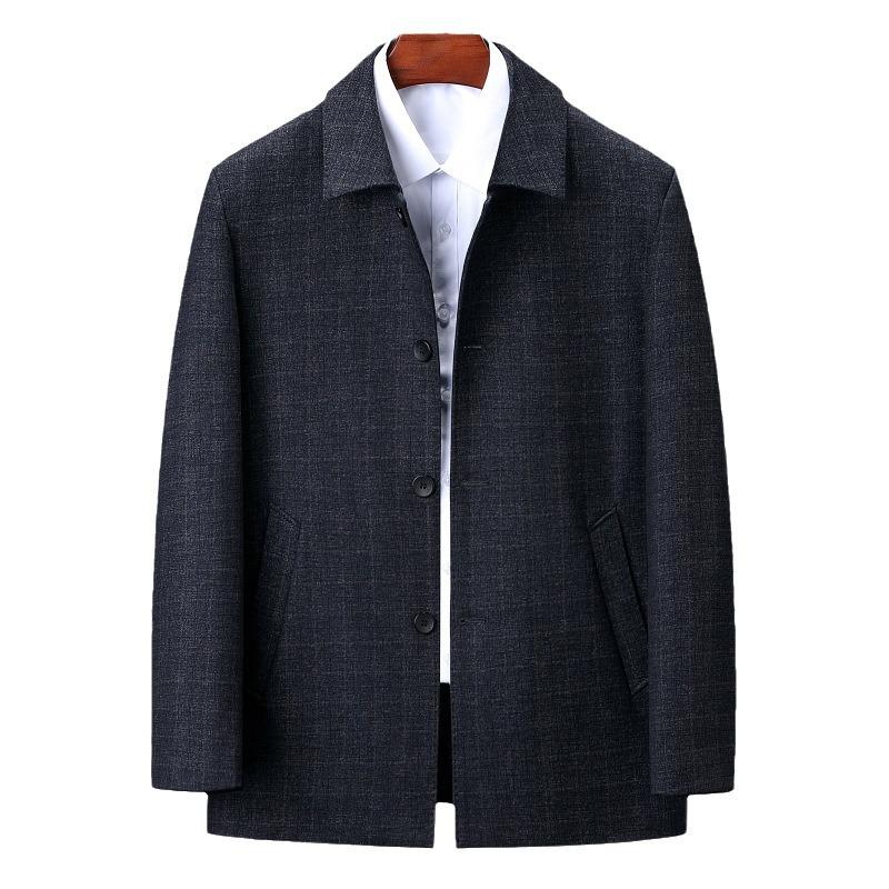 Осень и зима новая повседневная куртка мужская с лацканами для мужчин среднего возраста куртка бизнес-лидера утолщенное пальто мужская ветровка