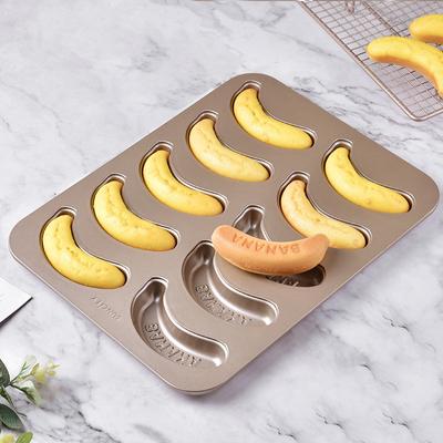 Противень для выпечки с 10 отверстиями, карбоновая форма для выпечки торта, противень с антипригарным покрытием, форма для кексов «сделай сам», банан, формы для выпечки, формы для выпечки, инструменты для выпечки