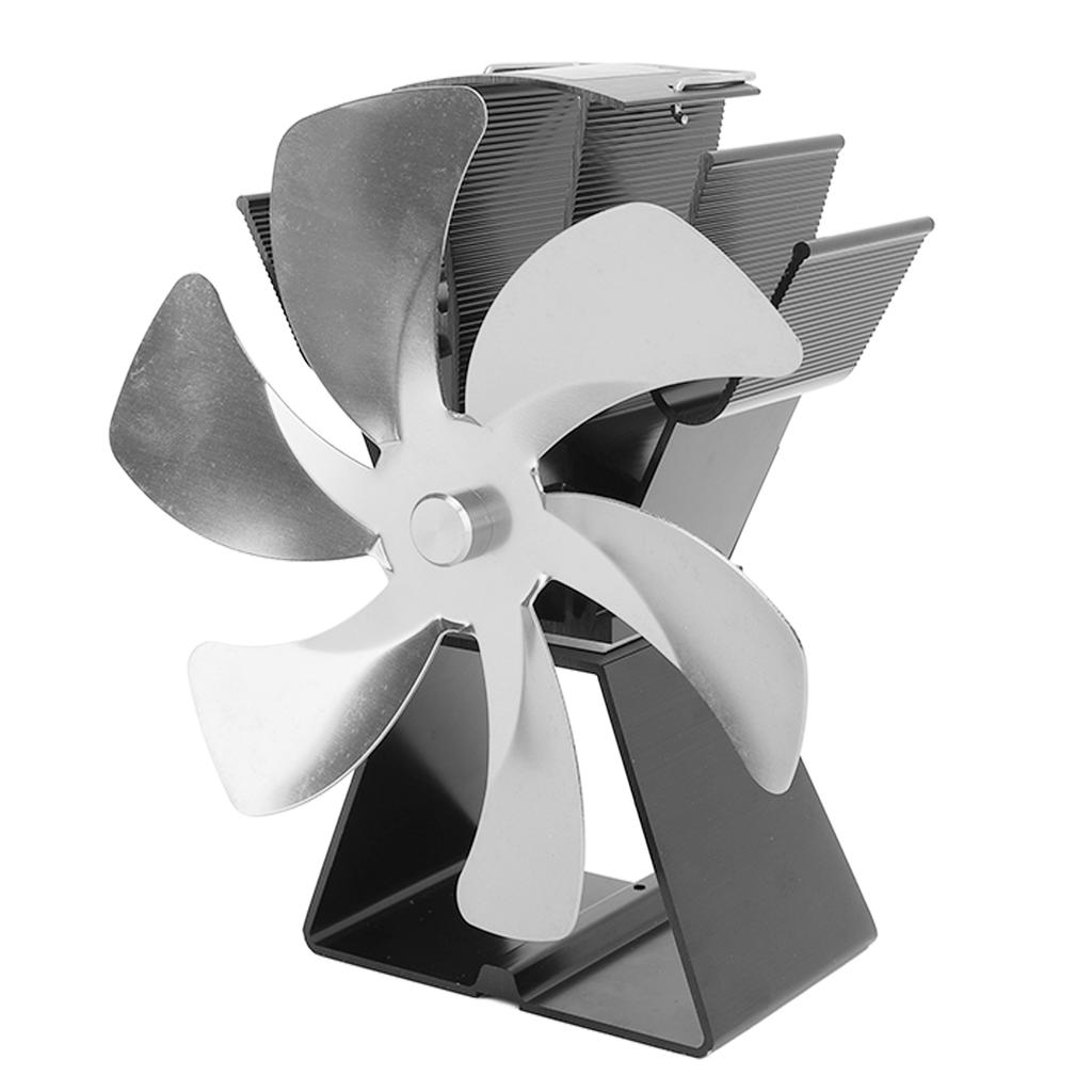 6-лопастной вентилятор для печи с подогревом, ручное управление, настольный вентилятор для камина из алюминиевого сплава для сжигания дров