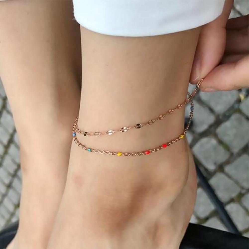 Tojeela Women Multi Color Rainbow Vivid Anklet New Arrivals Open Run