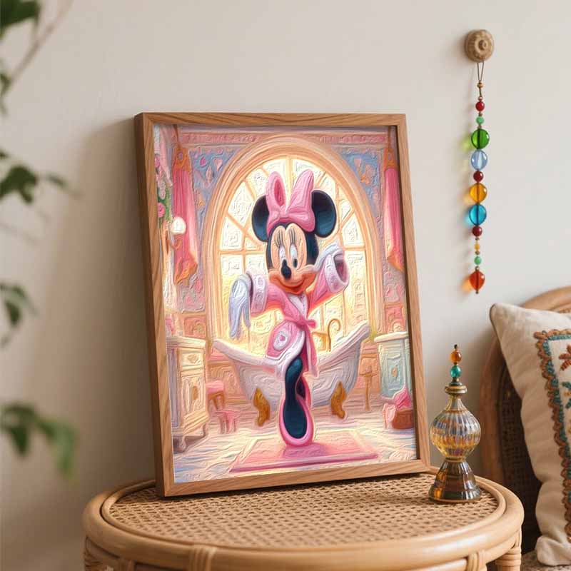 Disney Minnie Mouse Bath robe oil painting art painting kit handmade diy gift home decoration wall decor relaxing aesthetic art kit