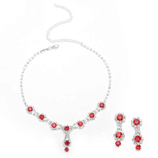 1 Set Ladies Jewelry Set Sparkling Decorative Female Stylish Rhinestone Pendant Necklace Earring Set Trend Jewelry Popular Accessories