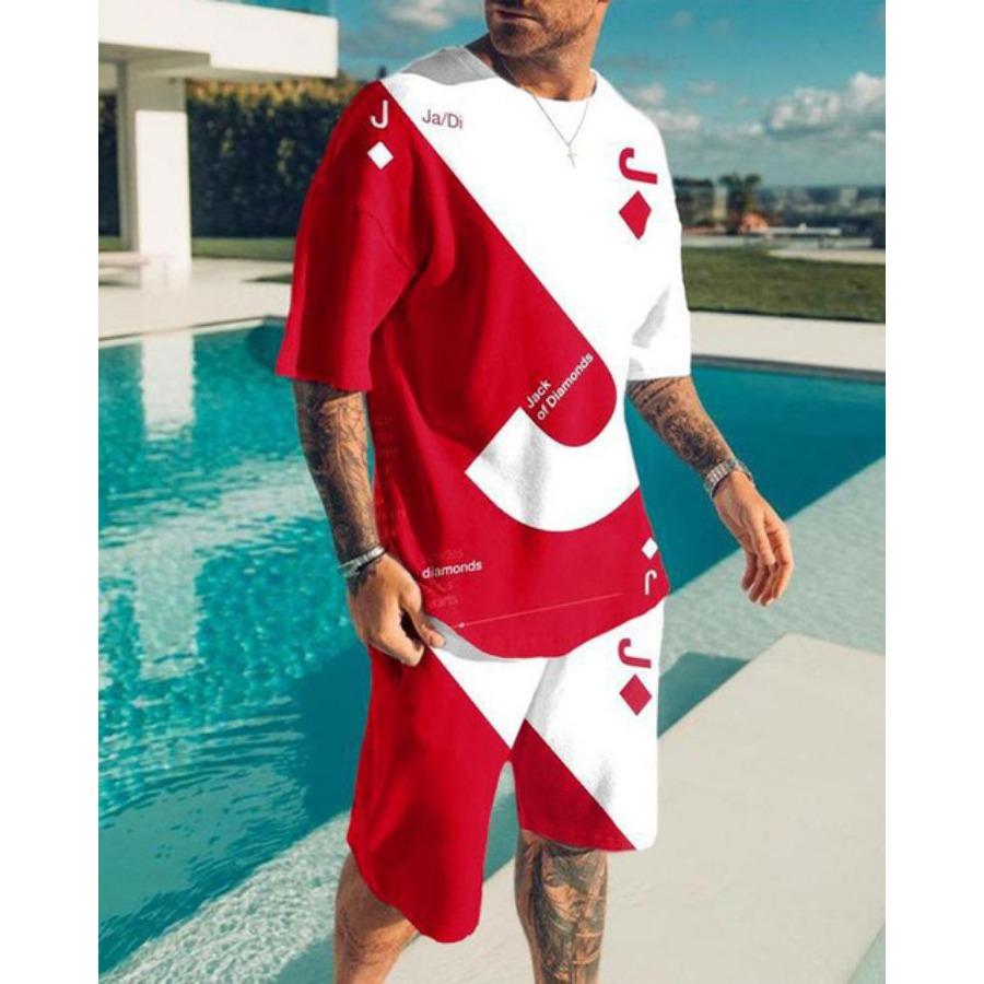 Men Clothing Men T-Shirts Shorts Sets 3D Printed King Letter Men's Fashion Tracksuits Oversized Short Sleeve T Shirt Pants Set