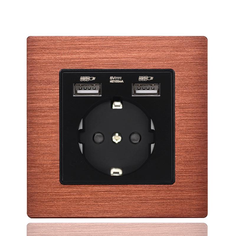 Wall USB Power Socket AC 110V-250V 16A Wall Embedded Double USB EU Standard Outlet Bedroom Socket