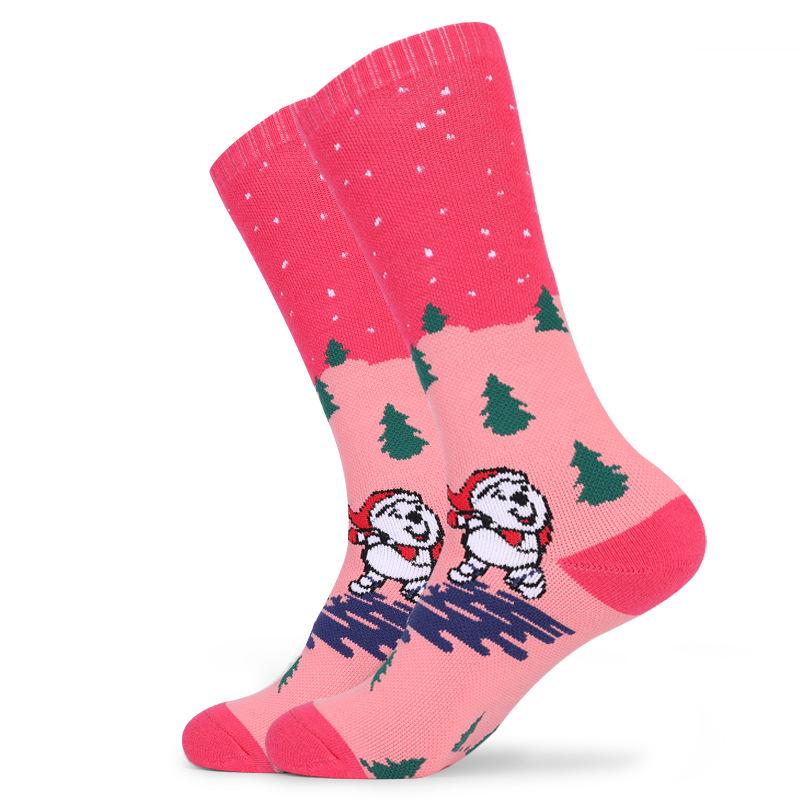Two Wolves Kids' Winter Knee-High Ski Socks - Terry Bottom, Thick, Sweat-Absorbent, Warm with Christmas Tree Design
