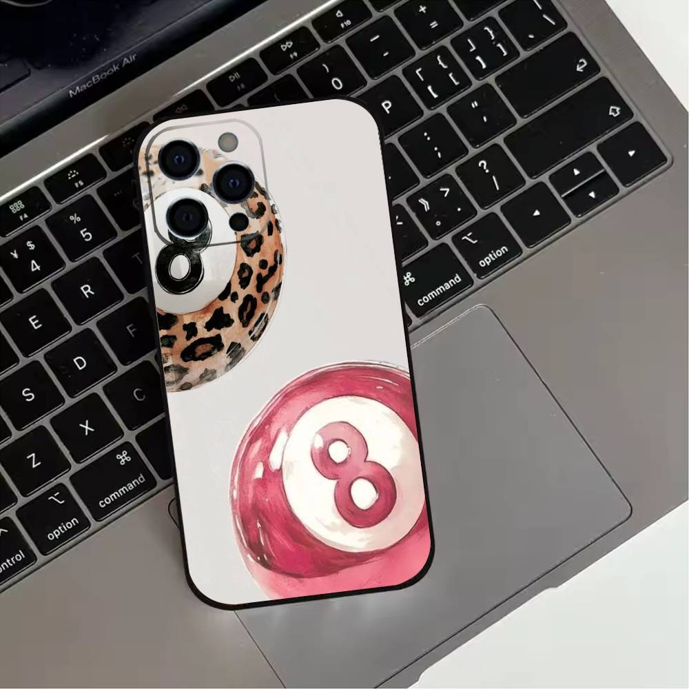 8 Ball Aesthetic Pink  Phone Case For iPhone 17,16,15,14,13,12,11 Plus,Pro Max,XS,Soft Silicone Black Cover