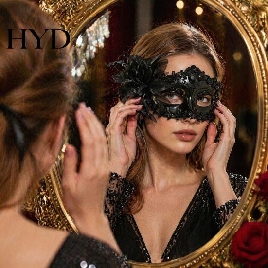 Vintage Masquerade Mask Half Face for Women, Mesh Flower Rhinestone Venetian Party Mask, Costumes Accessory Halloween Carnival Prom Ball Style