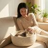 Плетеная из ротанга лежанка и когтеточка для кошек: Дышащий, Съемный, Моющийся, Устойчивый к царапинам коврик для всех сезонов.
