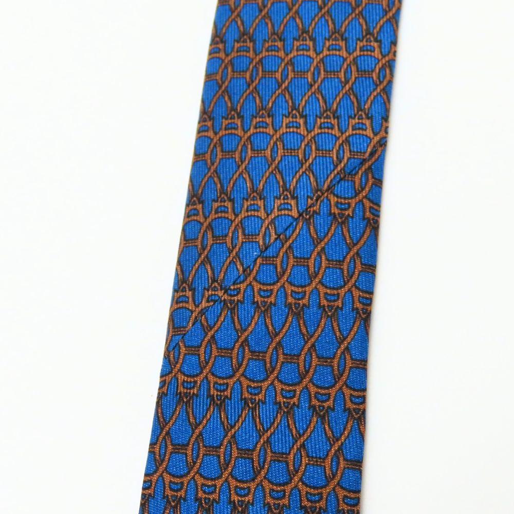 Used HERMES Tie Toyota Limited Edition Silk Blue Brown Suit