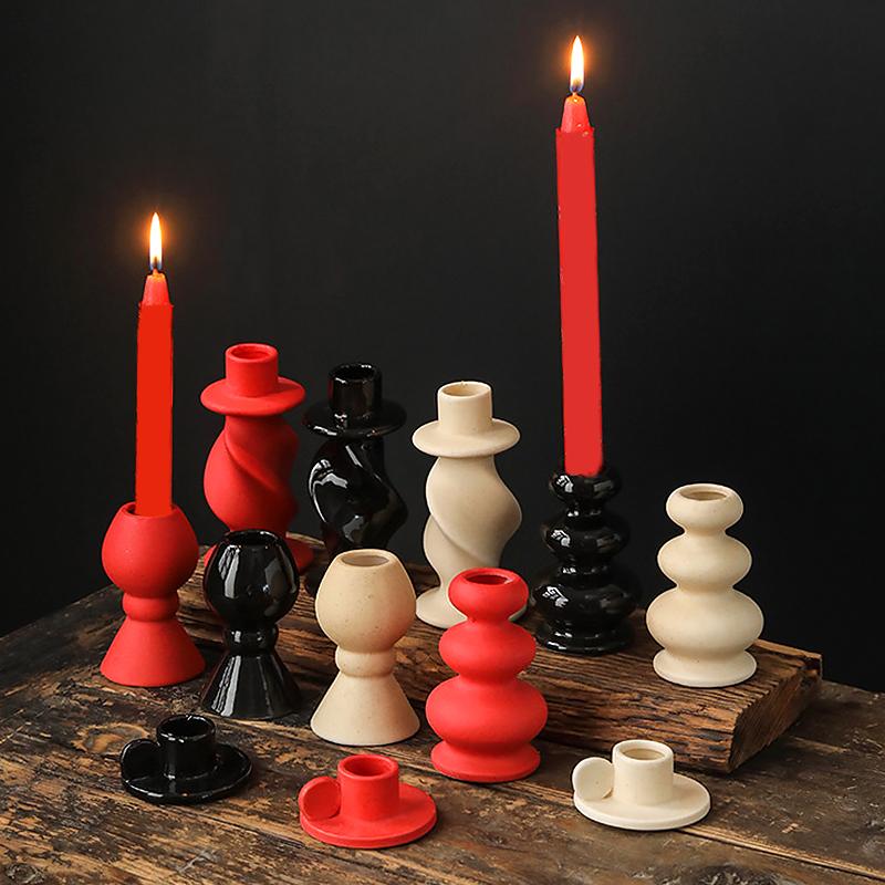 1Pc Candle Holder Nordic Style Multifunctional Table Decoration Romantic Ceramic
