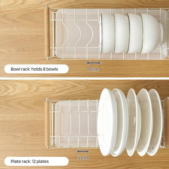 Полка для слива посуды с деревянной ручкой и силиконовой противоскользящей накладкой, вертикальный водонепроницаемый органайзер для посуды на столешнице