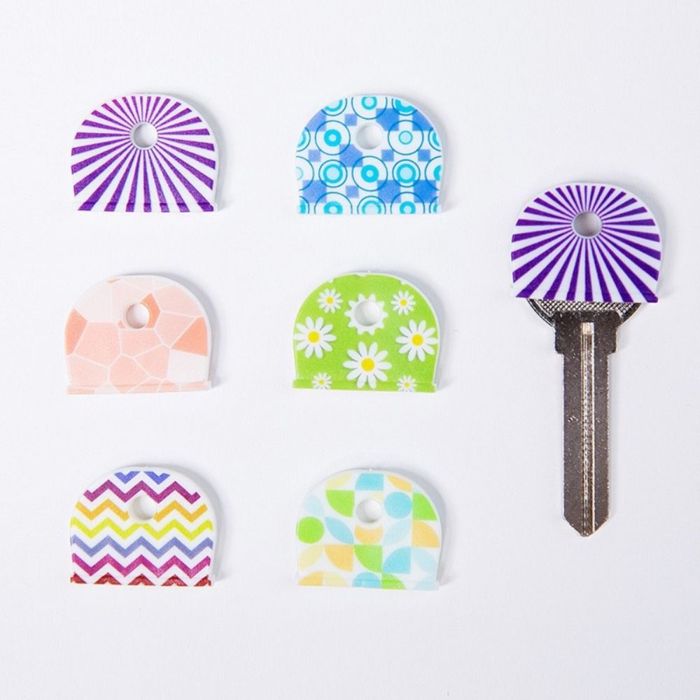 6Pcs Silicone Key Identifier Flower Pattern Key Protector Reusable Silicone Key Cover  Office