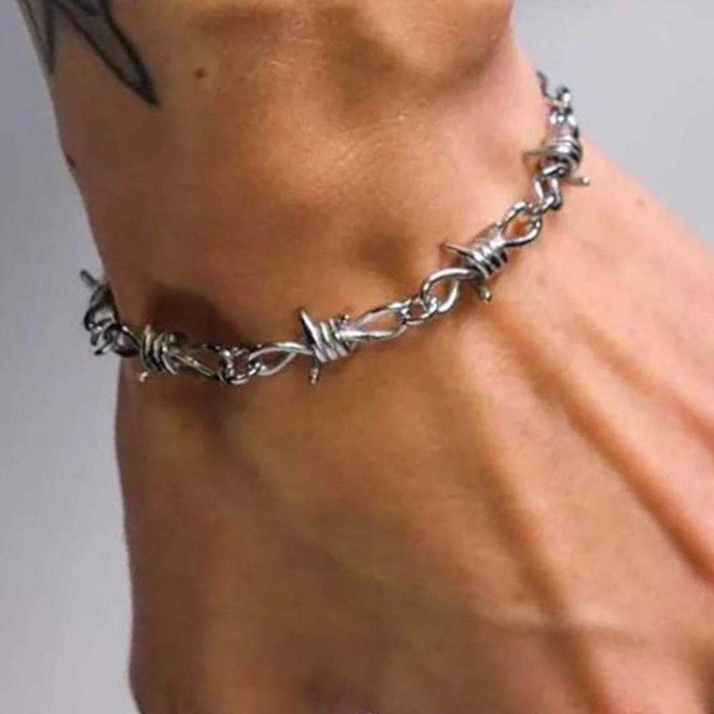 Gothic Spiked Silver Alloy Adjustable Bracelet For Men Women Edgy Punk Jewelry Gift For Concerts Parties Daily Wear