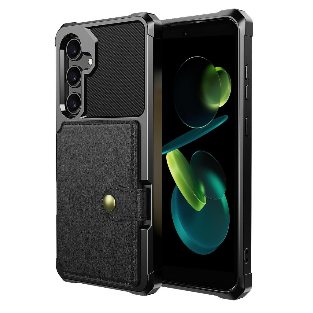 Чехол для Samsung Galaxy S24 FE с держателем для карт, задняя крышка телефона из ПУ кожи+ТПУ