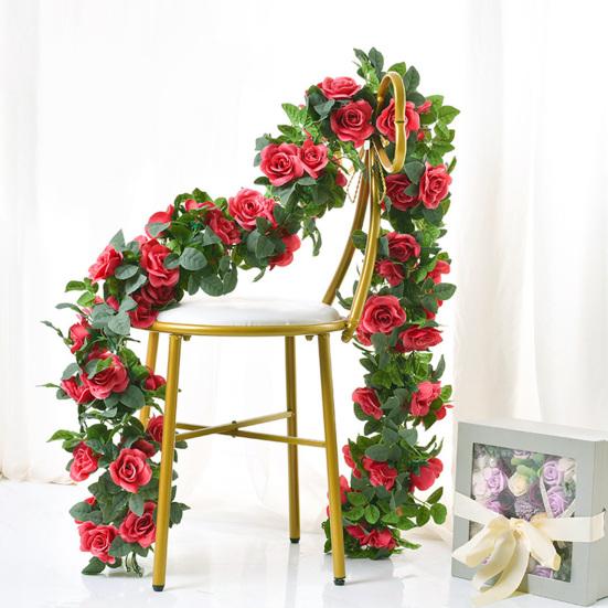 220СМ Искусственная Гирлянда из Роз 16 Головок Устойчивая к УФ-излучению Реалистичная Искусственная Цветочная Ротанговая Лиана Свадебная Вечеринка Подвесное Имитация Цветения Украшение