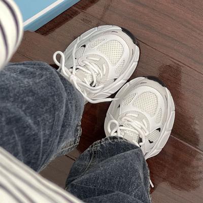 2025 новая корейская версия модной повседневной спортивной обуви женская популярная универсальная платформа кроссовки для папы дышащие одинарные туфли круглый носок