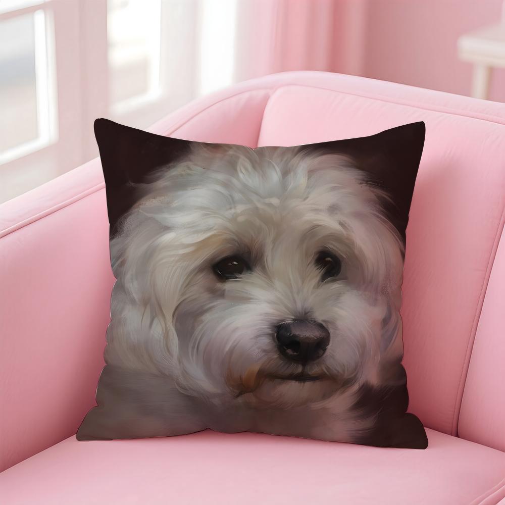 NICE CUTE Bichon Frise dog Cushion Cover Pillow Case Soft Friendly Fabric  Concealed Zipper